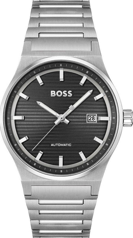 Hugo Boss Candor Automatic Black Dial Silver Steel Strap Watch for Men - 1514117
