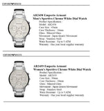 Emporio Armani Renato Chronograph White Dial Silver Steel Strap Watch for Women  - AR2459