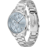 Hugo Boss Grand Tour Chronograph Ice Blue Dial Silver Steel Strap Watch for Women - 1502767