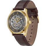 Hugo Boss Principle Skeleton Grey Dial Brown Leather Strap Watch for Men - 1514235