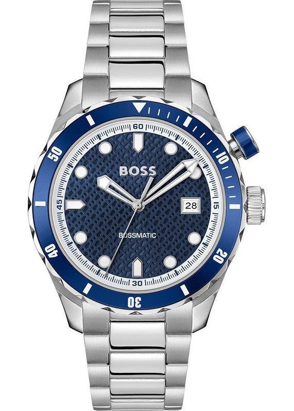 Hugo Boss Bossmatic Automatic Blue Dial Silver Steel Strap Watch for Men - 1514177