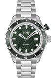 Hugo Boss Bossmatic Automatic Green Dial Silver Steel Strap Watch for Men - 1514178
