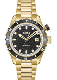 Hugo Boss Bossmatic Automatic Black Dial Gold Steel Strap Watch for Men - 1514180