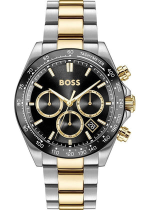 Hugo Boss Hero 2.0 Chronograph Black Dial Two Tone Steel Strap Watch for Men - 1514269