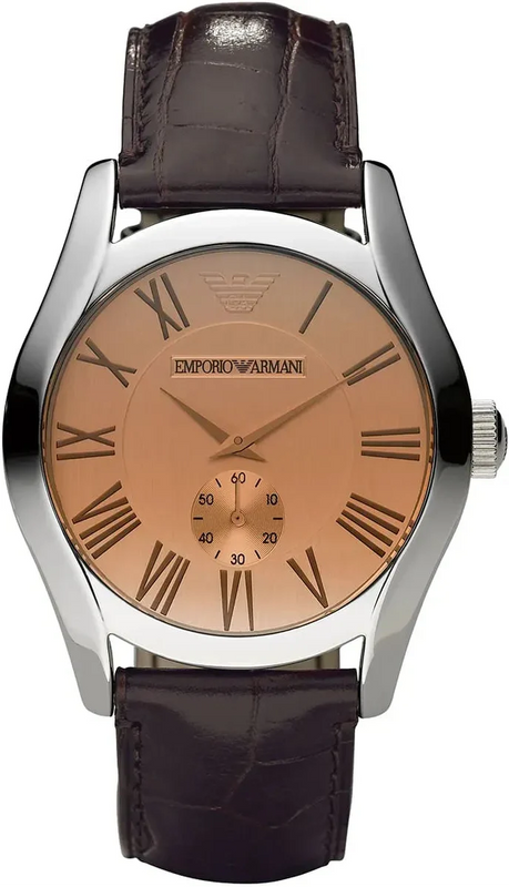 Emporio Armani Classic Beige Dial Brown Leather Strap Watch for Men - AR0645