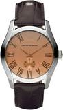 Emporio Armani Classic Beige Dial Brown Leather Strap Watch for Men - AR0645