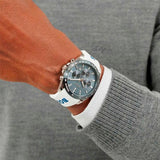 Hugo Boss Strike Chronograph Blue Dial White Rubber Strap Watch for Men - 1514238