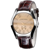 Emporio Armani Classic Beige Dial Brown Leather Strap Watch for Men - AR0645
