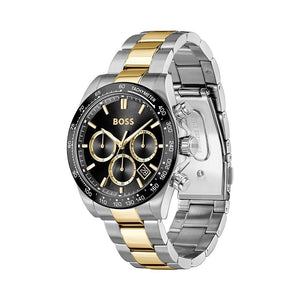 Hugo Boss Hero 2.0 Chronograph Black Dial Two Tone Steel Strap Watch for Men - 1514269
