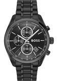 Hugo Boss Grand Prix Chronograph Black Dial Black Steel Strap Watch for Men - 1514298