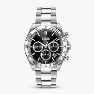 Hugo Boss Hero 2.0 Chronograph Black Dial Silver Steel Strap Watch for Men - 1514267