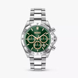 Hugo Boss Hero 2.0 Chronograph Green Dial Silver Steel Strap Watch for Men - 1514268