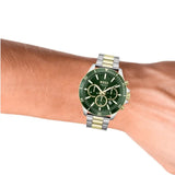 Hugo Boss Troper Chronograph Green Dial Two Tone Steel Strap Watch for Men - 1514154