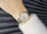 Emporio Armani Gianni T-Bar Beige Dial Two Tone Steel Strap Watch for Women - AR11702