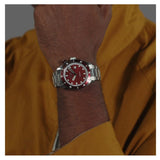Hugo Boss Bossmatic Automatic Red Dial Silver Steel Strap Watch for Men - 1514179