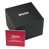 Hugo Boss Grand Prix Chronograph Black Dial Black Steel Strap Watch for Men - 1514298