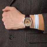 Emporio Armani Classic Beige Dial Brown Leather Strap Watch for Men - AR0645
