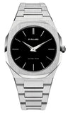 D1 Milano Ultra Thin Black Dial Silver Steel Strap Watch for Women - D1-UTBL05