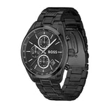 Hugo Boss Grand Prix Chronograph Black Dial Black Steel Strap Watch for Men - 1514298