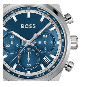 Hugo Boss Candor Chronograph Blue Dial Silver Steel Strap Watch for Men - 1514250