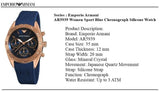 Emporio Armani Sportivo Chronograph Blue Dial Blue Silicone Strap Watch for Women - AR5939