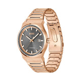 Hugo Boss Candor Automatic Grey Dial Rose Gold Steel Strap Watch for Men - 1514185