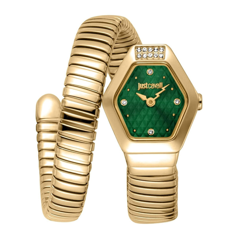 Just Cavalli Splora Green Dial Gold Steel Strap Watch for Women - JC1L394M0035