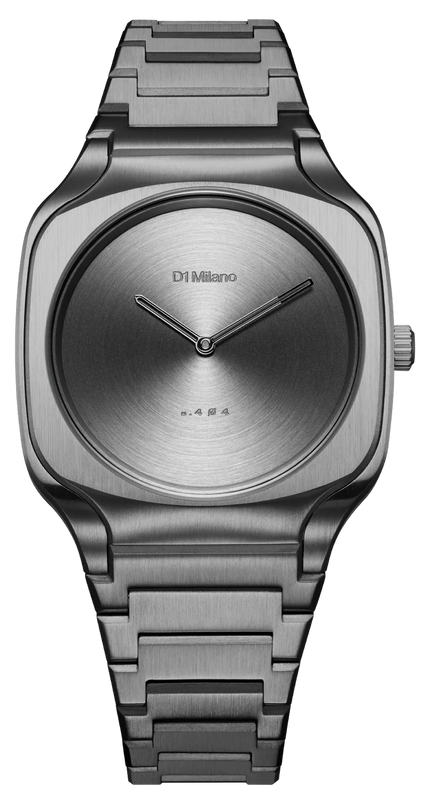 D1 Milano Square Gray Dial Grey Steel Strap Watch for Men - D1-SQBJ11