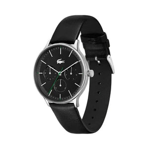 Lacoste Club Multidial Black Dial Black Leather Strap Watch for Men - 2011226