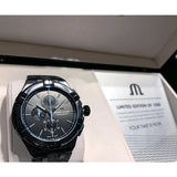 Maurice Lacroix Aikon Chronograph Limited Edition Black Dial Black Leather Strap Watch for Men - AI1018-PVB01-337-1