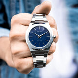 D1 Milano Ultra Thin Blue Dial Silver Steel Watch for Men - D1-UTBJ03