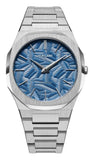 D1 Milano Ultra Thin Olympic Blue Dial Silver Steel Strap Watch for Men - D1-UTBJ35