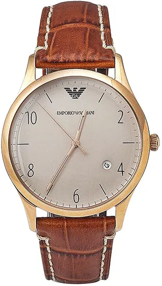 Emporio Armani Beta White Dial Brown Leather Strap Watch for Men - AR1866