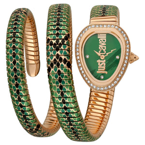 Just Cavalli Glam Snake Green Dial Multicolor Steel Strap Watch for Women - JC1L163M0265