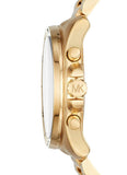 Michael Kors Brecken Chronograph Quartz Black Dial Gold Steel Strap Watch For Men - MK8481