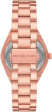 Michael Kors Lennox Three Hand Black Dial Rose Gold Steel Strap Watch For Women - MK7392