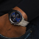 Lacoste Boston Chronograph Blue Dial Silver Steel Strap Watch for Men - 2011081