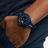 Lacoste 12.12 Blue Dial Two Tone Silicon Strap Watch for Men - 2011070