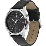 Lacoste Madrid Black Dial Black Leather Strap Watch for Men - 2011064