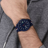Lacoste 12.12 Blue Dial Two Tone Silicon Strap Watch for Men - 2011070