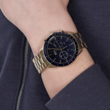 Lacoste Boston Blue Dial Gold Steel Strap Watch for Men - 2011096
