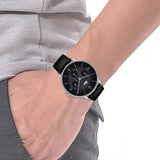 Lacoste Club Multi Watch Black Dial Black Leather Strap Watch for Men - 2011139
