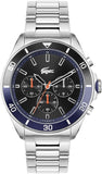 Lacoste Tiebreaker Chronograph Black Dial Silver Steel Strap Watch for Men - 2011155