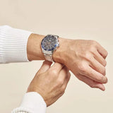 Lacoste Tiebreaker Chronograph Black Dial Silver Steel Strap Watch for Men - 2011155