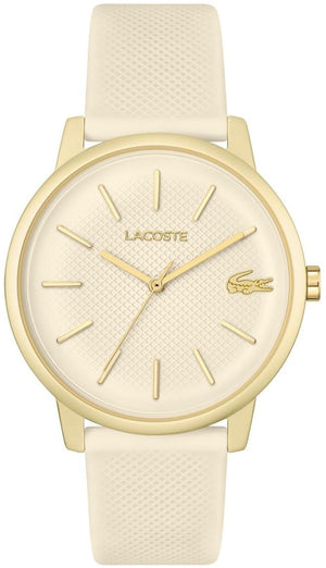 Lacoste 12.12 Beige Dial Beige Silicone Strap Watch for Men - 2011239