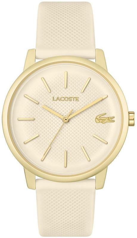 Lacoste 12.12 Beige Dial Beige Silicone Strap Watch for Men - 2011239