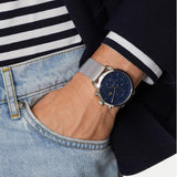 Lacoste Replay Chronograph Blue Dial Silver Mesh Strap Watch for Men - 2011256