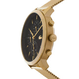Lacoste Replay Chronograph Black Dial Gold Steel Strap Watch for Men - 2011195