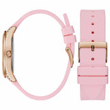 Guess Clarity Gold Dial Pink Silicone Strap Watch for Women - GW0109L2