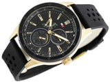 Tommy Hilfiger Austin Black Dial Black Rubber Strap Watch for Men - 1791636